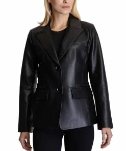Anne Klein Women's Leather Blazer Coat