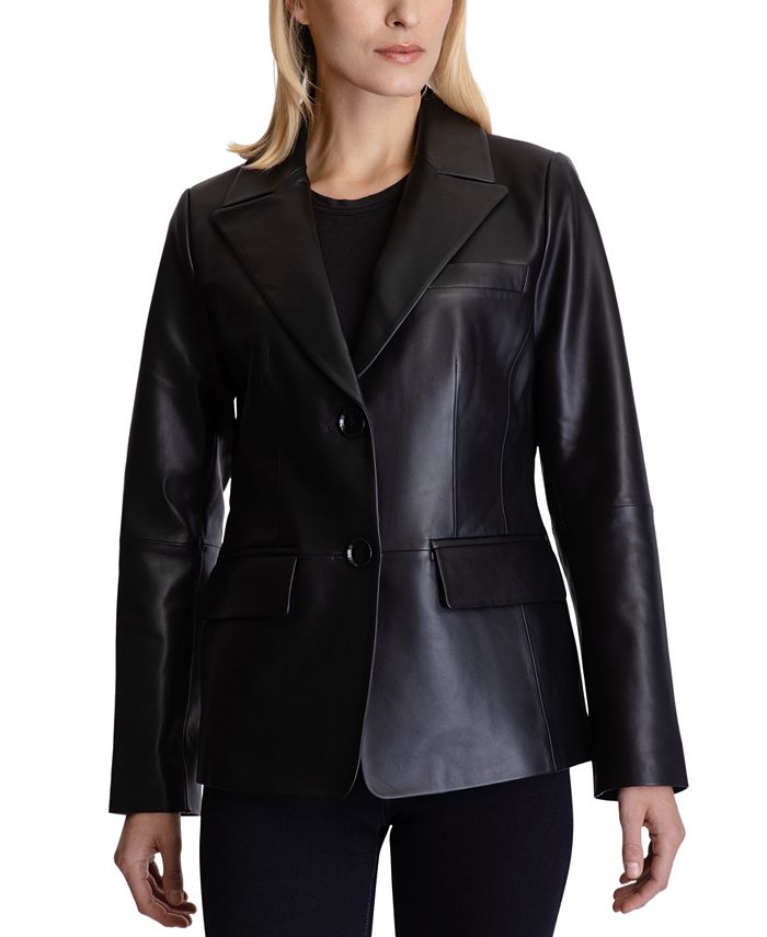 Women's Leather Blazer Coat Anne Klein Women's Leather Blazer Coat -CeCe cloth-shop