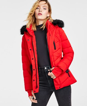 Women's Faux-Fur-Trim Hooded Puffer Coat, Created For Macy's Michael Kors Women's Faux-Fur-Trim Hooded Puffer Coat, Created For Macy's -CeCe cloth-shop