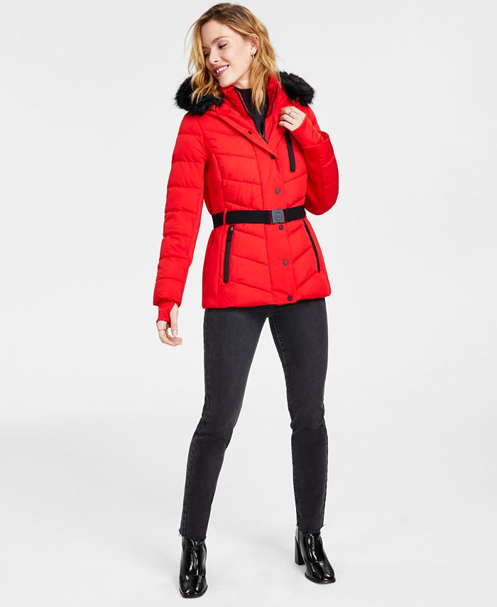 Women's Faux-Fur-Trim Hooded Puffer Coat, Created For Macy's Michael Kors Women's Faux-Fur-Trim Hooded Puffer Coat, Created For Macy's -CeCe cloth-shop