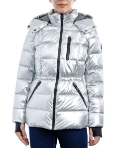 Michael Kors Women's Hooded Metallic Puffer Coat