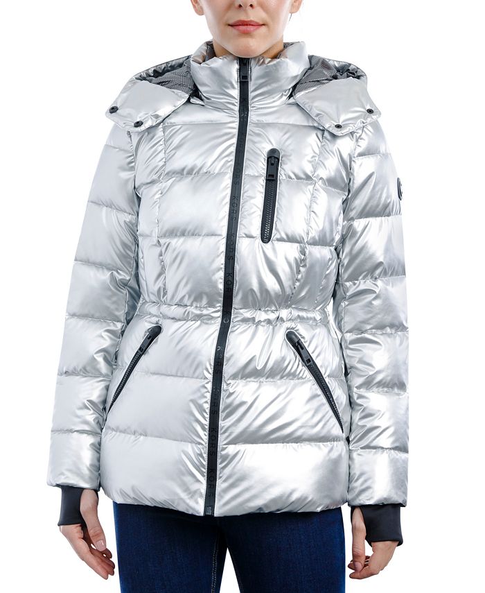 Women's Hooded Metallic Puffer Coat Michael Kors Women's Hooded Metallic Puffer Coat -CeCe cloth-shop