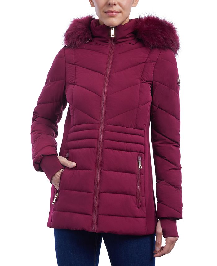Women's Faux-Fur-Trim Hooded Puffer Coat, Created For Macy's Michael Kors Women's Faux-Fur-Trim Hooded Puffer Coat, Created For Macy's -CeCe cloth-shop