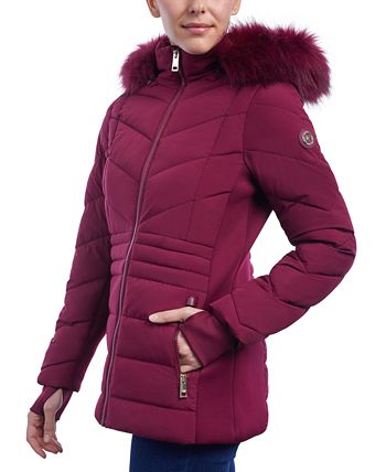 Women's Faux-Fur-Trim Hooded Puffer Coat, Created For Macy's Michael Kors Women's Faux-Fur-Trim Hooded Puffer Coat, Created For Macy's -CeCe cloth-shop