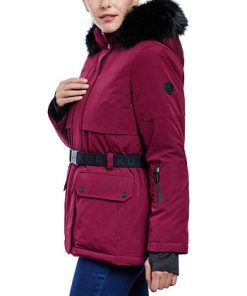 Michael Kors Women's Belted Hooded Faux-Fur-Trim Puffer Coat -CeCe cloth-shop 21912442 fpx