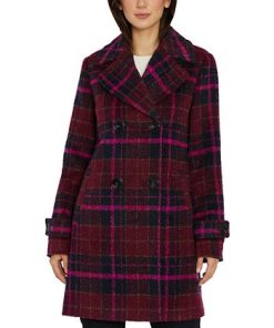 Sam Edelman Women's Double-Breasted Plaid Coat -CeCe cloth-shop 21915268 fpx
