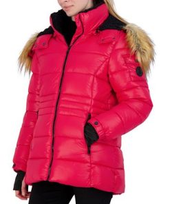 Steve Madden Juniors' Faux-Fur-Trim Hooded Shine Puffer Coat, Created For Macy's -CeCe cloth-shop 21915565 fpx