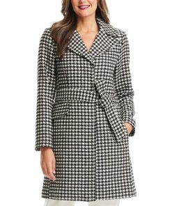 Kate Spade New York Women's Belted Houndstooth Coat, Created For Macy's