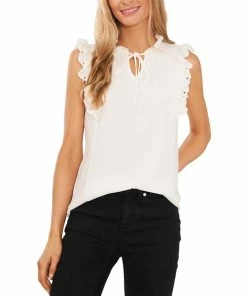 CeCe Women's Sleeveless Tie Neck Blouse