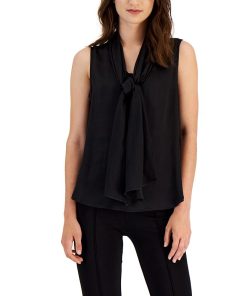 Bar III Women's Tie-Neck Sleeveless Blouse, Created For Macy's