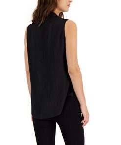 Bar III Women's Tie-Neck Sleeveless Blouse, Created For Macy's -CeCe cloth-shop 21951341 fpx
