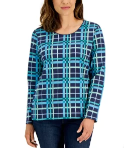 Karen Scott Women's Plaid Top, Created For Macy's -CeCe cloth-shop 21951442 fpx