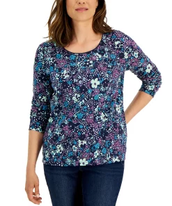 Karen Scott Women's Camo Fleur Top, Created For Macy's