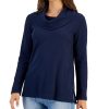 Karen Scott Women's Mini Waffle Cowlneck Top, Created For Macy's