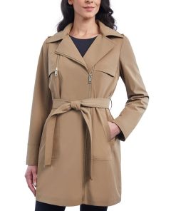 Michael Kors Women's Asymmetric Hooded Raincoat, Created For Macy's