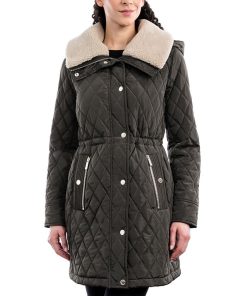 Michael Kors Women's Hooded Faux-Fur-Trim Quilted Coat, Created For Macy's