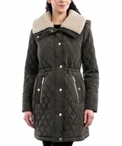 Michael Kors Women's Hooded Faux-Fur-Trim Quilted Coat, Created For Macy's