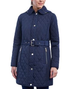 Michael Kors Women's Hooded Quilted Belted Jacket, Created For Macy's