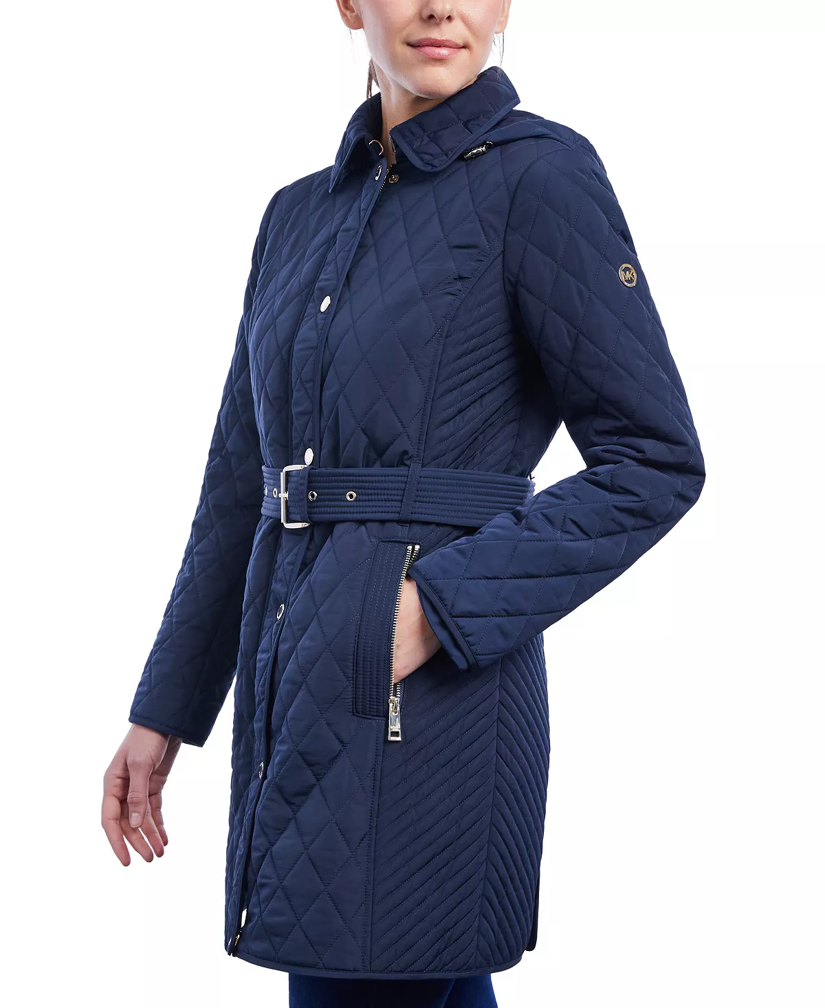 Women's Hooded Quilted Belted Jacket, Created For Macy's Michael Kors Women's Hooded Quilted Belted Jacket, Created For Macy's -CeCe cloth-shop