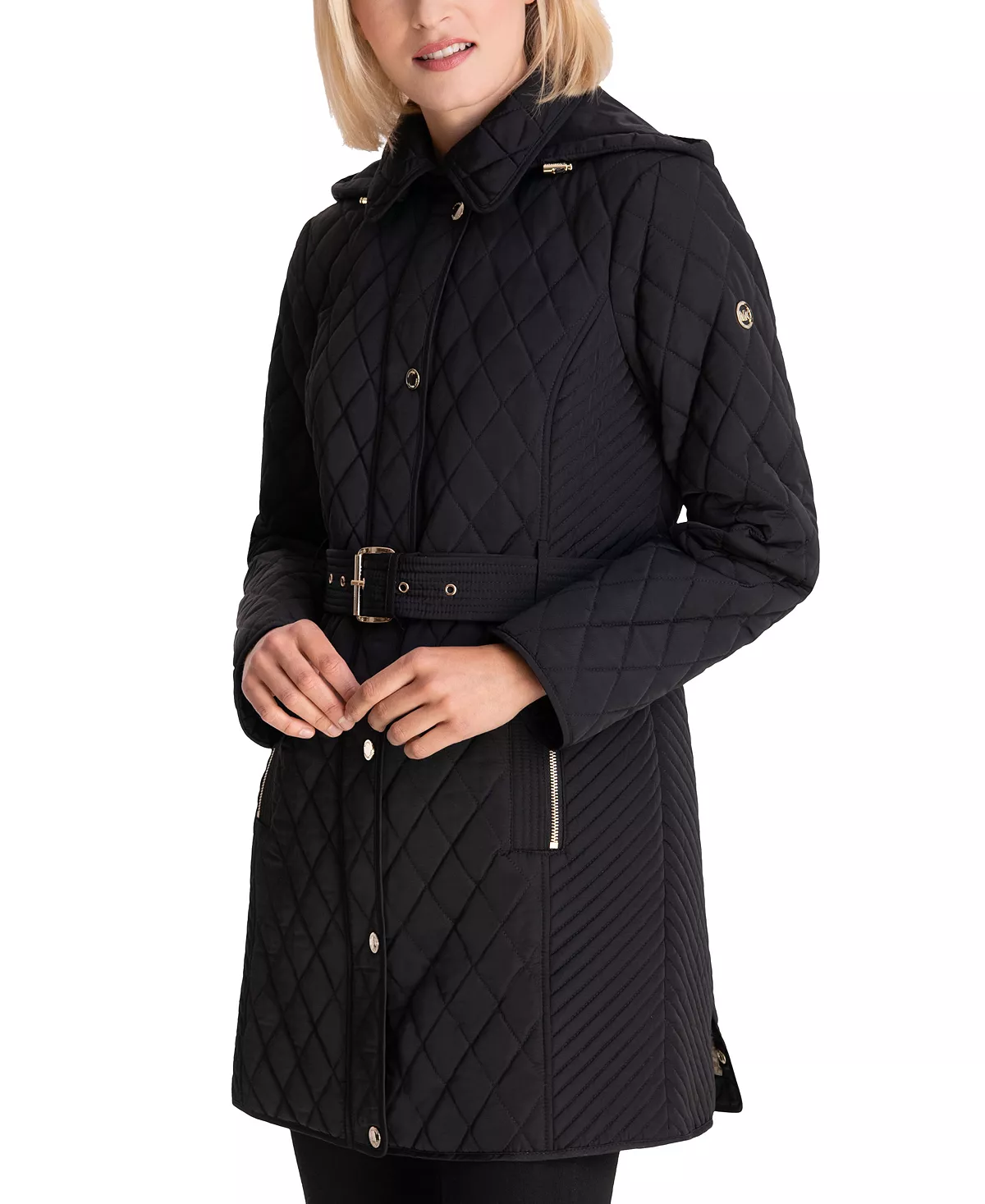 Women's Hooded Quilted Belted Jacket, Created For Macy's Michael Kors Women's Hooded Quilted Belted Jacket, Created For Macy's -CeCe cloth-shop