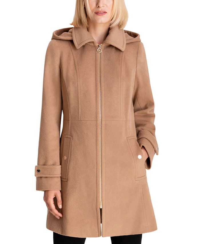 Women's Hooded Notched-Collar Coat Michael Kors Women's Hooded Notched-Collar Coat -CeCe cloth-shop