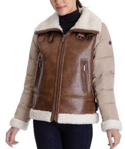 Michael Kors Women's Faux-Shearling Down Puffer Coat