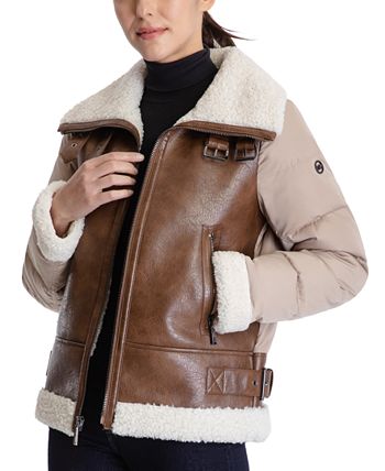 Women's Faux-Shearling Down Puffer Coat Michael Kors Women's Faux-Shearling Down Puffer Coat -CeCe cloth-shop