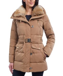 Michael Kors Women's Faux-Fur-Collar Hooded Down Puffer Coat, Created For Macy's