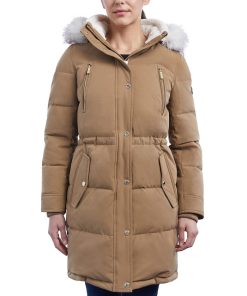 Michael Kors Women's Fleece-Collar Faux-Fur-Trim Hooded Puffer Coat