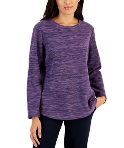 Karen Scott Long Sleeve Spacedye Microfleece Top