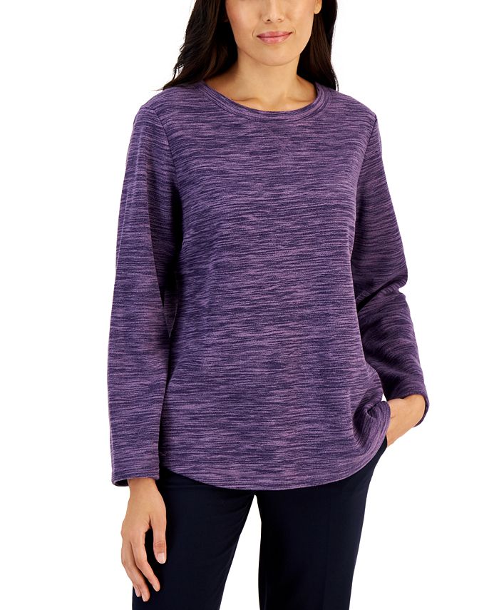 Long Sleeve Spacedye Microfleece Top Karen Scott Long Sleeve Spacedye Microfleece Top -CeCe cloth-shop