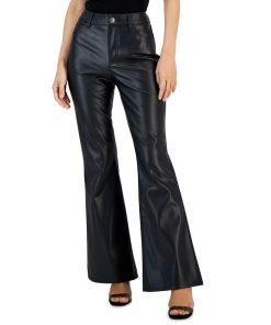 INC International Concepts Women's Faux-Leather Flare-Leg Pants, Created For Macy's