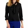 Kasper Women's Long Sleeve Bow Blouse, Regular And Petite Sizes