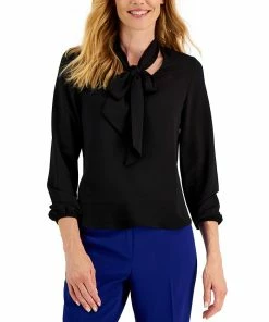 Kasper Women's Long Sleeve Bow Blouse, Regular And Petite Sizes