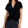 INC International Concepts Women's Faux-Wrap Knot-Hem Top, Created For Macy's