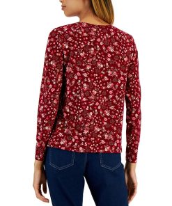 Style & Co Women's Printed Long-Sleeved T-Shirt, Created For Macy's 3 Style & Co Women's Printed Long-Sleeved T-Shirt, Created For Macy's -CeCe cloth-shop 21999425 fpx