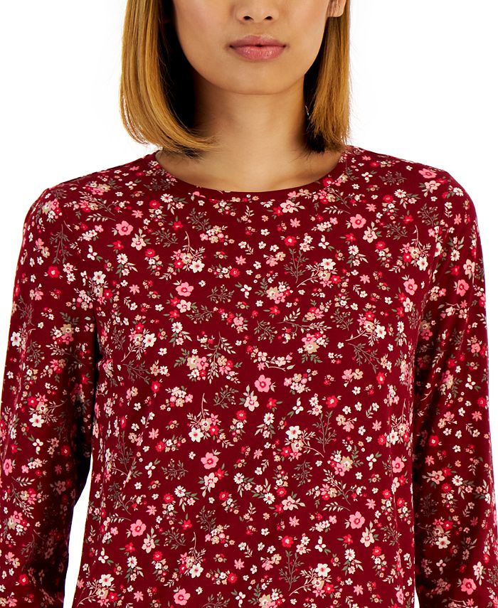 Women's Printed Long-Sleeved T-Shirt, Created For Macy's Style & Co Women's Printed Long-Sleeved T-Shirt, Created For Macy's -CeCe cloth-shop