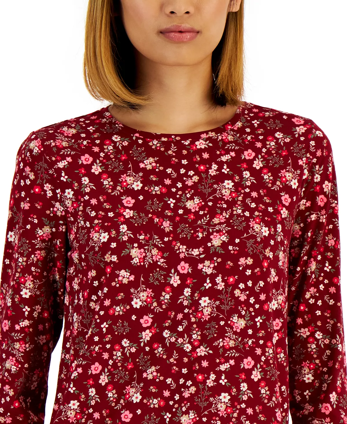 Women's Printed Long-Sleeved T-Shirt, Created For Macy's Style & Co Women's Printed Long-Sleeved T-Shirt, Created For Macy's -CeCe cloth-shop