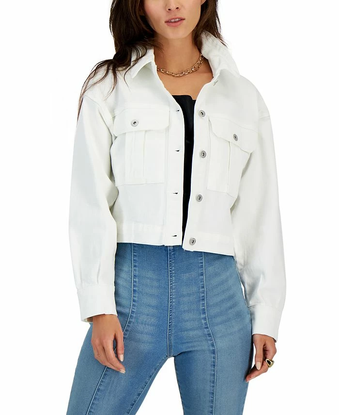 INC International Concepts Women's Cropped Denim Jacket, Created For Macy's
