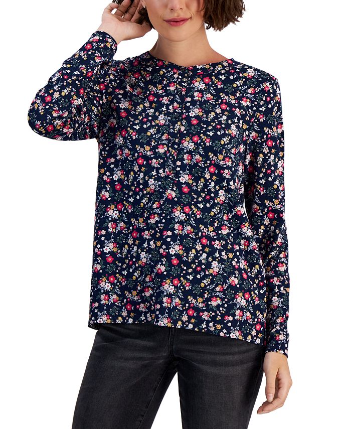 Women's Buttoned Long Sleeve Top, Created For Macy's Style & Co Women's Buttoned Long Sleeve Top, Created For Macy's -CeCe cloth-shop