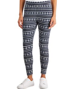 Style & Co Women's Fair-Isle-Print Fleece Leggings, Created For Macy's