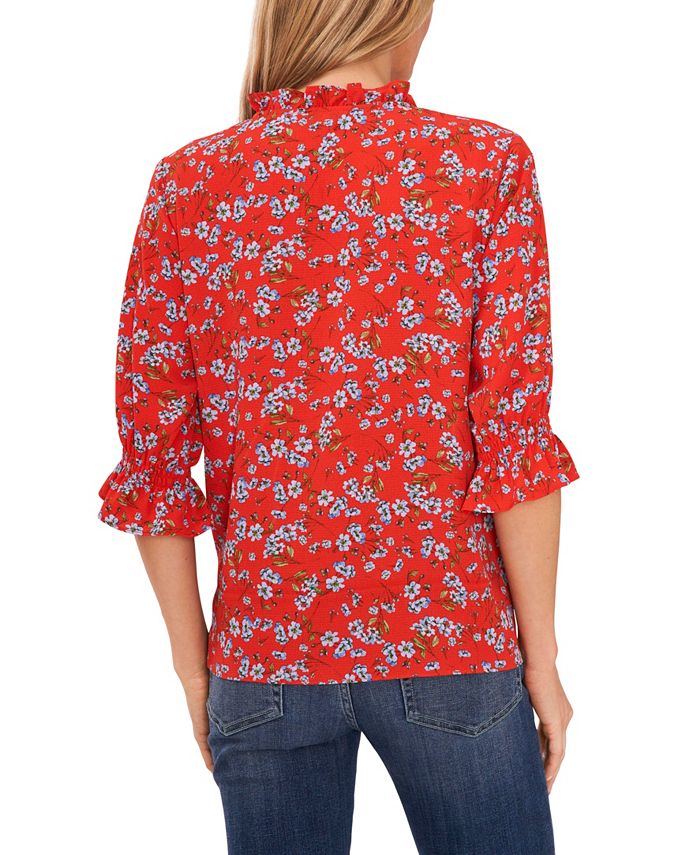 Women's Tie Neck Floral Print Blouse CeCe Women's Tie Neck Floral Print Blouse -CeCe cloth-shop