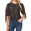 CeCe Women's Printed Clip Dot Tie Sleeve Blouse