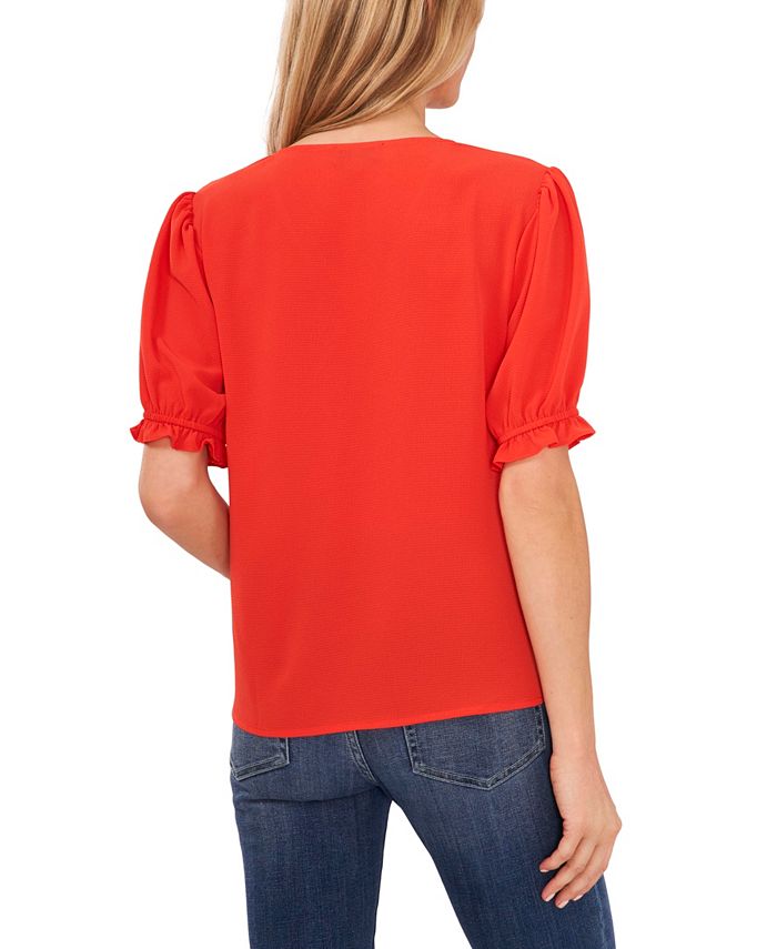 Women's Pintuck Shoulder Button Front Blouse CeCe Women's Pintuck Shoulder Button Front Blouse -CeCe cloth-shop