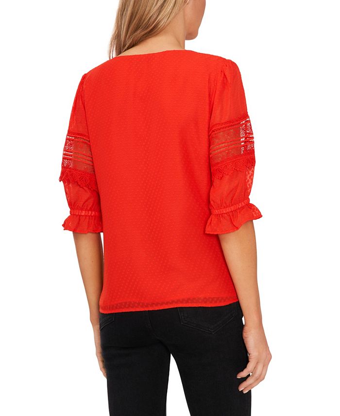 Women's Lace Trim Sleeve Blouse CeCe Women's Lace Trim Sleeve Blouse -CeCe cloth-shop
