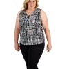 Kasper Plus Size Printed Keyhole Top