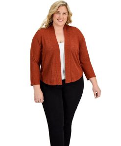 Kasper Plus Size Open-Front Cardigan Sweater