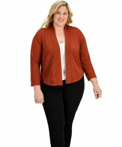 Kasper Plus Size Open-Front Cardigan Sweater