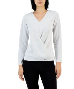 Alfani Women's Metallic Wrap-Front Knit Top, Created For Macy's