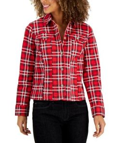 Charter Club Women's Classic Denim Tartan Jacket, Created For Macy's 6 Charter Club Women's Classic Denim Tartan Jacket, Created For Macy's -CeCe cloth-shop 22062465 fpx